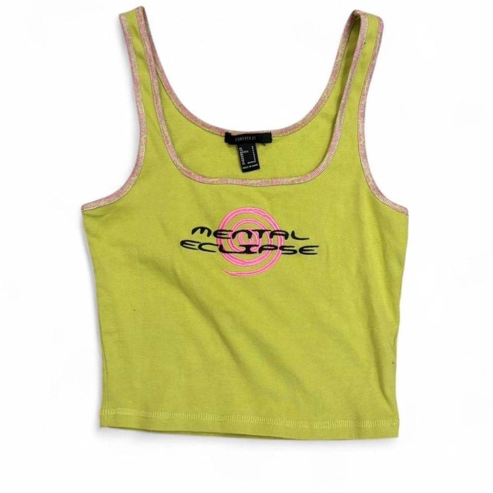 SOLD - Forever 21 Neon Green Graphic Crop Top